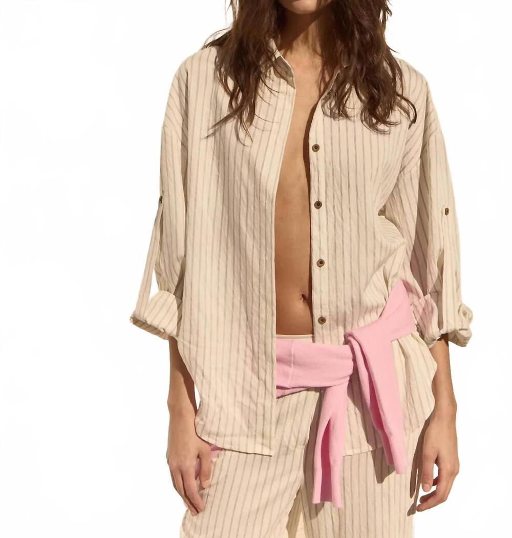 NEW DELUC santorini stripe shirt in ecru